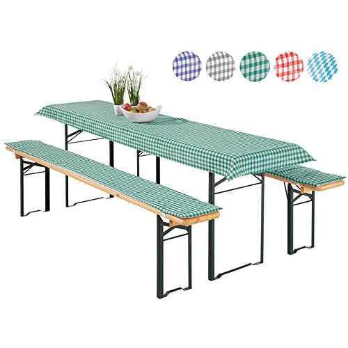 heimtexland ® Kussenset biertentgarnituur 3-delig biertafel tafelkleed bierbank bekleding bierbank kussen type 331 Vichy Karo groen voor tafelmaat 70 x 220 cm