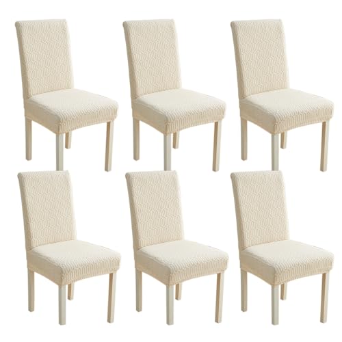 HYPIQQ Stoelhoezen voor eetkamer Eetkamer Stoelhoezen Keuken Parsons Stoelhoezen,Beige,6PCS