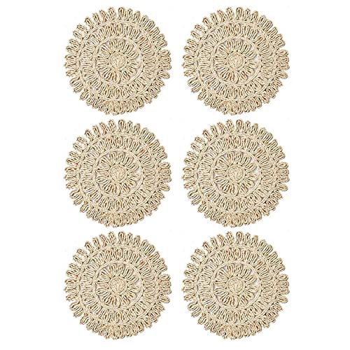 Tlily Set van 6 Geweven Stro Placemats, Tafelmatten, Antislip Maïshoes Matten 38 cm