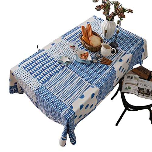 VOSMII Tafelkleed Blauw geruite tafelkleed rechthoek morstvrij en wasbaar gingham tafelkleed for buiten picknick, keuken (Color : Blue Plaid, Size : 140 x 300 cm)