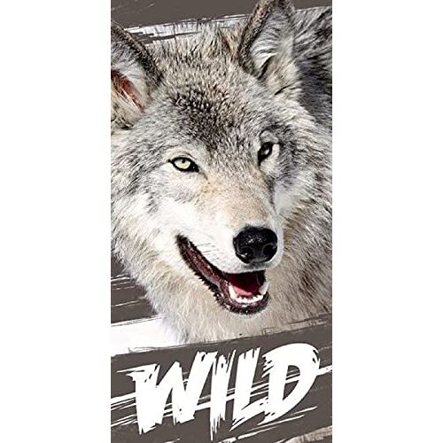 Aptex Badhanddoek, badhanddoek, strandhanddoek met wolf, 70 x 140 cm