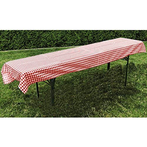 JEMIDI Stoffen tafelkleed, biertafelkleden voor biertafels, tafelkleed, bierbank, biertent, biertenttafel, garnituur, biertafelkleden, tafelkleden, 90 cm x 240 cm, voor biertafels, rood geruit