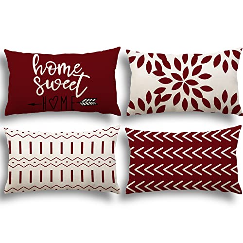 YCOLL kussenhoezen set van 4 kussenhoezen linnen kussenhoes decoratieve kussen kussenhoezen voor sofa tuin bed bankkussen 30x50cm (set van 4)