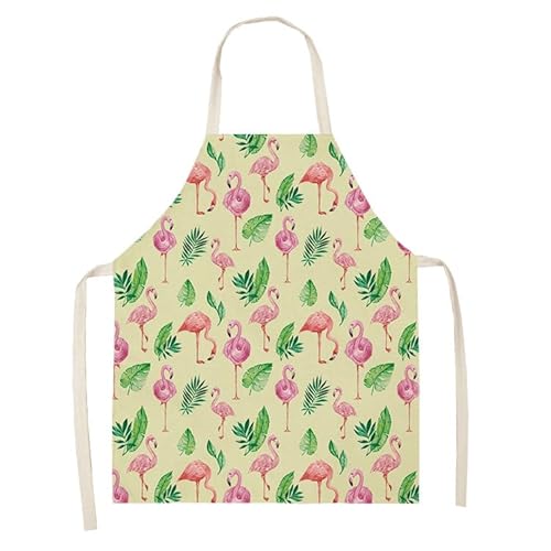 Hopfen Schorten voor vrouwen kinderschorten katoen linnen chef-kok schorten verstelbaar kinderschort wasbaar keukenschort heren schorten voor koken voor thuis restaurant koffiehuis, Paars Dier Groen, 55x68cm