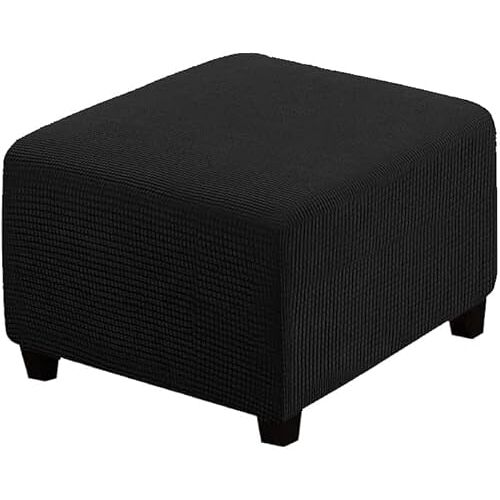 SPeesy Vierkante Elastische Voetensteun Hoes 40x40/45x45 Voetensteun Hoes Voetensteun Voetensteun Voetensteun Hoes Sofa Beschermer Vierkante Hoes (Color : Black, Size : 27"-32"(68cm-82cm))