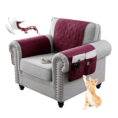 HonunG Relaxfauteuil Sofa Covers, 1/2/3 zits Antislip Reclining Covers met Zak en Elastische Riemen, Zetelbeschermer, Waterdicht, Omkeerbaar met Kussen (2 Zit 4st,#7)