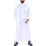 TruClothing.com Mens Thobe Jubba Nehru Stand kraag islamitische kleding moslim katoen kaftan jurk gewaad Saoedi-Arabië, Wit, L