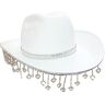 xbiez Elegante Cowgirl Hoed Voor Bruids Douche Witte Cowgirl Hoed Bachelorette Party Glinsterende Kwastjes Cowgirl Hoed Brede Rand Bachelorette Feestbenodigdheden