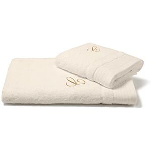 Caleffi Handdoek met gastendoekje van katoen, ivoorborduurwerk, 71416 Caleffi Handdoek met gastendoekje van katoen, ivoorborduurwerk, 71416
