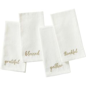 Elrene Home Fashions Harvest Fall Sentiment geborduurde servetten, set van 4, 17"x17", ivoor Elrene Home Fashions Harvest Fall Sentiment geborduurde servetten, set van 4, 17"x17", ivoor