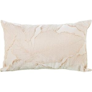 DRW Rechthoekig kussen van polyester met ritssluiting met bladeren in crème en bruin, 50 x 10 x 30 cm DRW Rechthoekig kussen van polyester met ritssluiting met bladeren in crème en bruin, 50 x 10 x 30 cm