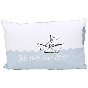 Dekohelden24 Kussen met overtrek van 100% katoen, L/B/H: 40 x 13 x 23 cm. Motief: Ik hou van de zee, 1 stuk (1 stuk) Dekohelden24 Kussen met overtrek van 100% katoen, L/B/H: 40 x 13 x 23 cm. Motief: Ik hou van de zee, 1 stuk (1 stuk)