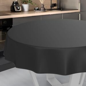 ANRO Wasdoek tafelkleed, afwasbaar tafelzeil, tuintafelkleed voor binnen en buiten, rond, 140 cm, met zoom, zwart ANRO Wasdoek tafelkleed, afwasbaar tafelzeil, tuintafelkleed voor binnen en buiten, rond, 140 cm, met zoom, zwart