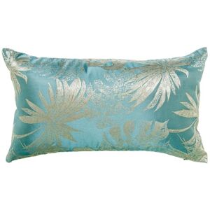 DRW Rechthoekig kussen van polyester met ritssluiting en bladeren in blauw, 50 x 10 x 30 cm DRW Rechthoekig kussen van polyester met ritssluiting en bladeren in blauw, 50 x 10 x 30 cm