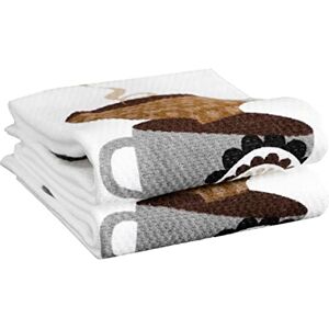 Tefal t-fal Textiles Veggie dubbele druk katoenen theedoek theedoek theedoek, bruin/wit, 2 stuks Tefal t-fal Textiles Veggie dubbele druk katoenen theedoek theedoek theedoek, bruin/wit, 2 stuks