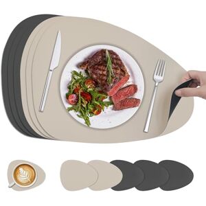 KitchenBoss placemats Afwasbare en onderzetters: 6-delige set placemats Afwasbaar Dubbelzijdig Voor gebruik in keukens, eetkamers en kantoren, antracietgrijs + beige, 40 x 30 cm KitchenBoss placemats Afwasbare en onderzetters: 6-delige set placemats Afwasbaar Dubbelzijdig Voor gebruik in keukens, eetkamers en kantoren, antracietgrijs + beige, 40 x 30 cm