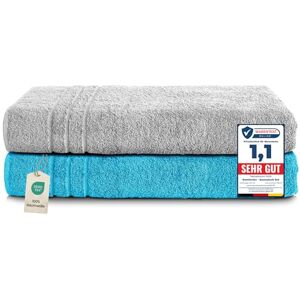 Komfortec Set van 2 Handdoeken 80x200 cm 100% Katoen XXL Saunahanddoeken Badlaken Strandlaken Badhanddoek- Douchelaken Zacht Hoge Absorptie Sneldrogend Zilvergrijs&Turquoise Komfortec Set van 2 Handdoeken 80x200 cm 100% Katoen XXL Saunahanddoeken Badlaken Strandlaken Badhanddoek- Douchelaken Zacht Hoge Absorptie Sneldrogend Zilvergrijs&Turquoise