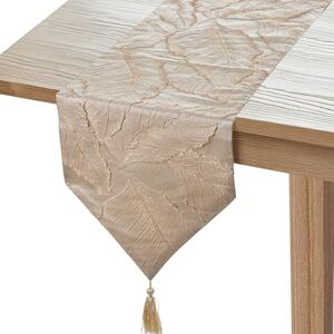 DRW Tafelloper van polyester, crèmekleurig en bruin, 30 x 1 x 180 cm DRW Tafelloper van polyester, crèmekleurig en bruin, 30 x 1 x 180 cm
