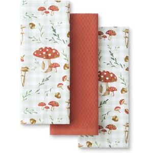 Martha Stewart Herfst oogst paddestoel geruite keukenhanddoek 3-pack set, 100% katoen met absorberende badstof, decoratieve keukendoeken, verbrand oranje/groen/wit, 40,6 x 71 cm Martha Stewart Herfst oogst paddestoel geruite keukenhanddoek 3-pack set, 100% katoen met absorberende badstof, decoratieve keukendoeken, verbrand oranje/groen/wit, 40,6 x 71 cm
