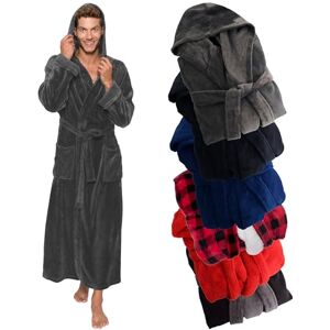 Ross Michaels Herenbadjas met capuchon, pluche, groot en lang, lange fleece spa-badjas met capuchon en zakken, cadeau voor mannen en tieners, Grijs, XXL-3XL Ross Michaels Herenbadjas met capuchon, pluche, groot en lang, lange fleece spa-badjas met capuchon en zakken, cadeau voor mannen en tieners, Grijs, XXL-3XL