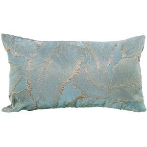 DRW Rechthoekig kussen van polyester met ritssluiting met bladeren in blauw en bruin, achter, grijs, 50 x 10 x 30 cm DRW Rechthoekig kussen van polyester met ritssluiting met bladeren in blauw en bruin, achter, grijs, 50 x 10 x 30 cm