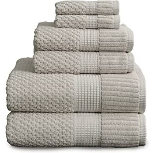 NY Loft 100% katoenen handdoekenset 6-delig Super zacht en absorberend sneldrogend 2 badhanddoeken 2 handdoeken en 2 washandjes Getextureerd en duurzaam katoen Trinity Collection (6-delige set, NY Loft 100% katoenen handdoekenset 6-delig Super zacht en absorberend sneldrogend 2 badhanddoeken 2 handdoeken en 2 washandjes Getextureerd en duurzaam katoen Trinity Collection (6-delige set,