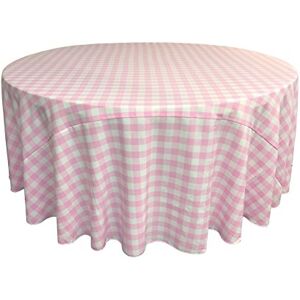 LA Linen Polyester gingham geruit 305 x 305 x 0,04 cm rond tafelkleed roze/wit, 305 x 305 x 0,04 cm LA Linen Polyester gingham geruit 305 x 305 x 0,04 cm rond tafelkleed roze/wit, 305 x 305 x 0,04 cm