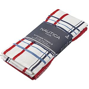 Nautica Cotton Classics 3-delige keukendoekenset, 18 "x 28", rood/wit geruit Nautica Cotton Classics 3-delige keukendoekenset, 18 "x 28", rood/wit geruit