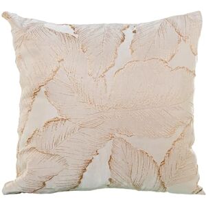 DRW Vierkant kussen van polyester met ritssluiting met bladeren in crème en bruin, 43 x 10 x 43 cm DRW Vierkant kussen van polyester met ritssluiting met bladeren in crème en bruin, 43 x 10 x 43 cm