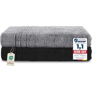 Komfortec Set van 2 Handdoeken 80x200 cm 100% Katoen XXL Saunahanddoeken Badlaken Strandlaken Badhanddoek- Douchelaken Zacht Hoge Absorptie Sneldrogend Antracietgrijs&Zwart Komfortec Set van 2 Handdoeken 80x200 cm 100% Katoen XXL Saunahanddoeken Badlaken Strandlaken Badhanddoek- Douchelaken Zacht Hoge Absorptie Sneldrogend Antracietgrijs&Zwart
