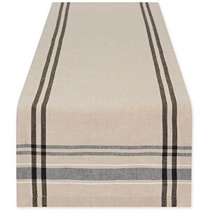DII Franse gestreepte eettafel collectie boerderij stijl tafelloper, 35 x 183 cm, taupe/zwart DII Franse gestreepte eettafel collectie boerderij stijl tafelloper, 35 x 183 cm, taupe/zwart