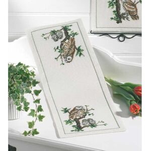 Permin Hardanger tafelloper borduurpakket uilfamilie telpatroon Permin Hardanger tafelloper borduurpakket uilfamilie telpatroon