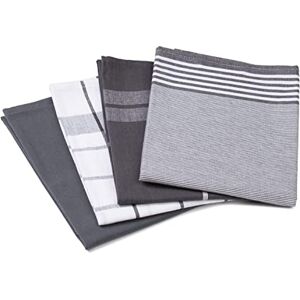 Gözze Set van 4 theedoeken, 100% jacquardkatoen, hoogwaardig materiaal (200 g/m²), 50 x 70 cm, antraciet Gözze Set van 4 theedoeken, 100% jacquardkatoen, hoogwaardig materiaal (200 g/m²), 50 x 70 cm, antraciet