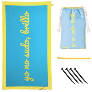 Fisura – Grote blauwe strandhanddoek "yo no sudo, brillo”. Lichte microvezel handdoek, sneldrogend en zandafstotend. Perfect voor zwembad, strand, camping of picknick. Origineel cadeau. 180x100 cm. Fisura – Grote blauwe strandhanddoek "yo no sudo, brillo”. Lichte microvezel handdoek, sneldrogend en zandafstotend. Perfect voor zwembad, strand, camping of picknick. Origineel cadeau. 180x100 cm.