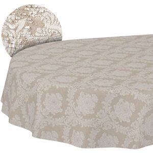 ANRO Stoffen tafelkleed, textiel, tafellinnen, katoen, polyester, afwasbaar, effen ornament, damast, jacquard, weefsel, wasbaar, barok beige, ovaal, 180 x 140 cm, snijrand ANRO Stoffen tafelkleed, textiel, tafellinnen, katoen, polyester, afwasbaar, effen ornament, damast, jacquard, weefsel, wasbaar, barok beige, ovaal, 180 x 140 cm, snijrand