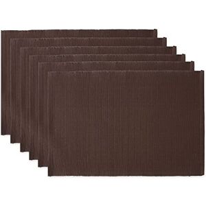 DII Donkerbruine ribgebreide katoenen placemat - Rechthoekige tafelsetting DII Donkerbruine ribgebreide katoenen placemat - Rechthoekige tafelsetting