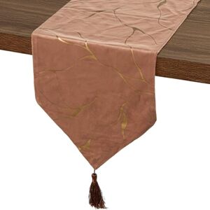 DRW Tafelloper van polyester in bruin en goud, 30 x 1 x 180 cm DRW Tafelloper van polyester in bruin en goud, 30 x 1 x 180 cm