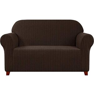 subrtex 1-delige gestreepte jacquard bankhoes, spandex stretch bankhoes, wasbare meubelbeschermer voor woonkamer (3-zits, chocolade) subrtex 1-delige gestreepte jacquard bankhoes, spandex stretch bankhoes, wasbare meubelbeschermer voor woonkamer (3-zits, chocolade)