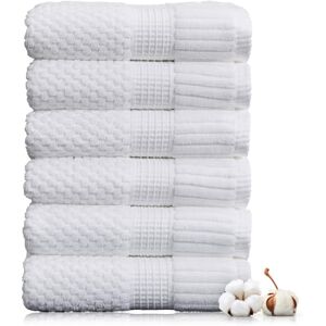 NY Loft 100% katoenen handdoek 6 stuks Super zachte en absorberende sneldrogende handdoeken 40,6 cm x 71 cm Getextureerd en duurzaam katoen Trinity Collection (6 stuks handdoeken, helder wit) NY Loft 100% katoenen handdoek 6 stuks Super zachte en absorberende sneldrogende handdoeken 40,6 cm x 71 cm Getextureerd en duurzaam katoen Trinity Collection (6 stuks handdoeken, helder wit)