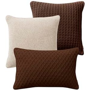 Jotex Mila Kussenslopen, 3 stuks, met gebreide voorkant van hoogwaardig polyester, bruin, 50 x 50, 50 x 50 cm en 60 x 40 cm Jotex Mila Kussenslopen, 3 stuks, met gebreide voorkant van hoogwaardig polyester, bruin, 50 x 50, 50 x 50 cm en 60 x 40 cm