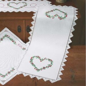 Permin Hardanger tafelloper borduurpakket hardanger bessen telpatroon Permin Hardanger tafelloper borduurpakket hardanger bessen telpatroon