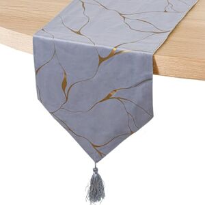 DRW Tafelloper van polyester in grijs en goud, 30 x 1 x 180 cm DRW Tafelloper van polyester in grijs en goud, 30 x 1 x 180 cm