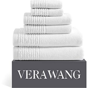 Vera Wang Sculpted Plooi Collectie Handdoekenset 100% katoen, zacht en luxueus, super absorberend en middelzwaar, 6st, wit Vera Wang Sculpted Plooi Collectie Handdoekenset 100% katoen, zacht en luxueus, super absorberend en middelzwaar, 6st, wit