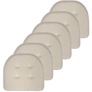 Sweet Home Collection Stoelkussen Memory Foam Pads Tufted Slip antislip rubberen achterkant U-vormige 17 "x 16" Stoelhoes, 6 Count (Pack van 1), krijtstreep Taupe Sweet Home Collection Stoelkussen Memory Foam Pads Tufted Slip antislip rubberen achterkant U-vormige 17 "x 16" Stoelhoes, 6 Count (Pack van 1), krijtstreep Taupe