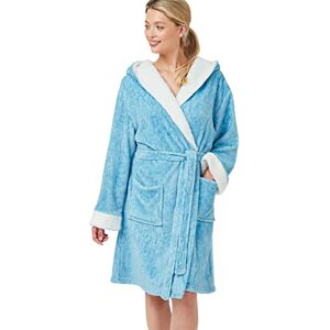 Indigo Sky Gezellige sherpa- en gemêleerde fleece badjas voor dames, Eend, S Indigo Sky Gezellige sherpa- en gemêleerde fleece badjas voor dames, Eend, S