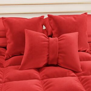 PETTI Artigiani Italiani Sofakussen van fluweel met vulling, slaapkamer-kussenslopen, meubelkussen met verborgen ritssluiting, rood fluwelen kussen met strik 1 stuk 50 x 40 cm PETTI Artigiani Italiani Sofakussen van fluweel met vulling, slaapkamer-kussenslopen, meubelkussen met verborgen ritssluiting, rood fluwelen kussen met strik 1 stuk 50 x 40 cm