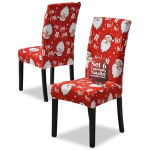 Avilia Stoelhoezen voor Kerstmis, elastisch, set van 6 met kerstmanmotief, voor rugleuning en zitting, eenvoudig te monteren, wasbaar en herbruikbaar, voor kerstdecoratie thuis Avilia Stoelhoezen voor Kerstmis, elastisch, set van 6 met kerstmanmotief, voor rugleuning en zitting, eenvoudig te monteren, wasbaar en herbruikbaar, voor kerstdecoratie thuis