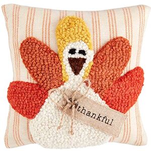Mud Pie Thanksgiving Mini kussen, 8" x 8", Turkije Mud Pie Thanksgiving Mini kussen, 8" x 8", Turkije