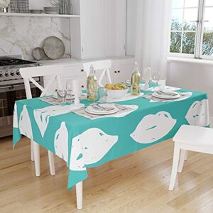 Bonamaison Tafelkleed, Anti-Mold, Sneldrogend, Waterdicht, 100% Polyester Tafellaken, Turkoois, wit, 140 x 160 Cm Ontworpen en Vervaardigd in Turkije Bonamaison Tafelkleed, Anti-Mold, Sneldrogend, Waterdicht, 100% Polyester Tafellaken, Turkoois, wit, 140 x 160 Cm Ontworpen en Vervaardigd in Turkije