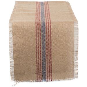 DII Keuken Tafelblad, Jute, Midden Streep Blauw/Rood, Tafelloper, 14x72 DII Keuken Tafelblad, Jute, Midden Streep Blauw/Rood, Tafelloper, 14x72